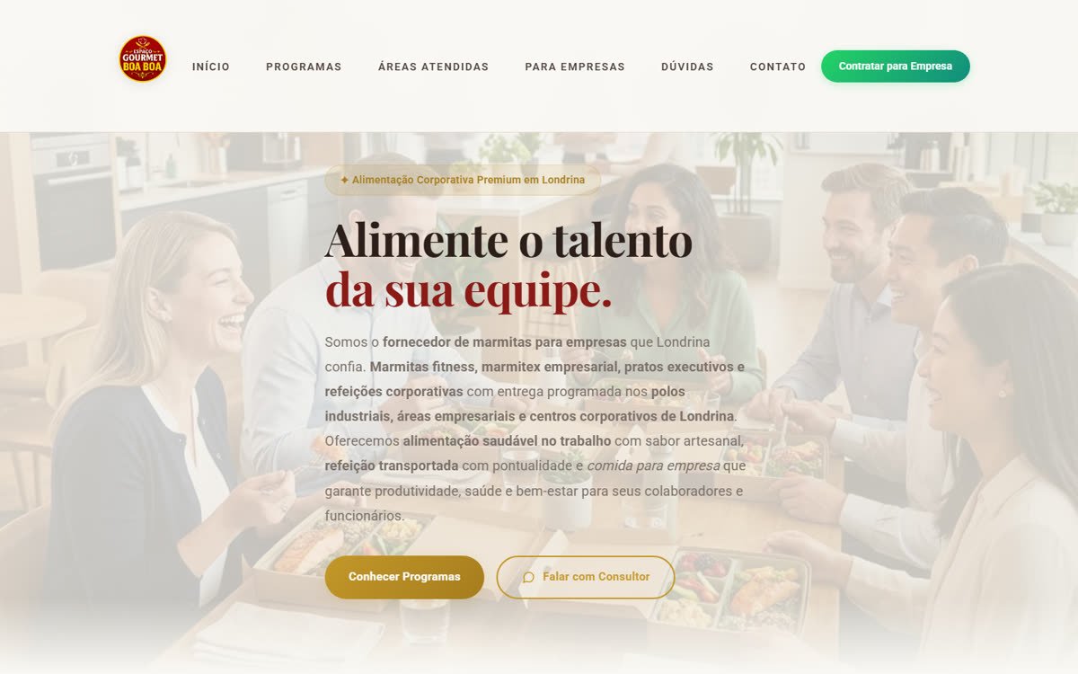 Site do Espaço Gourmet Boa Boa, versão desktop