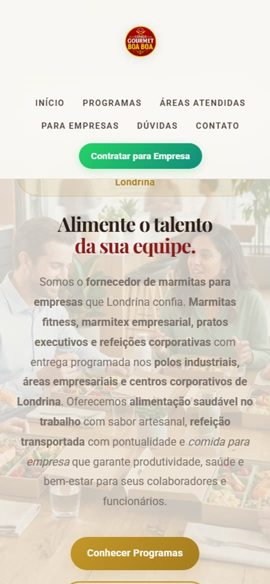 Site do Espaço Gourmet Boa Boa, versão celular