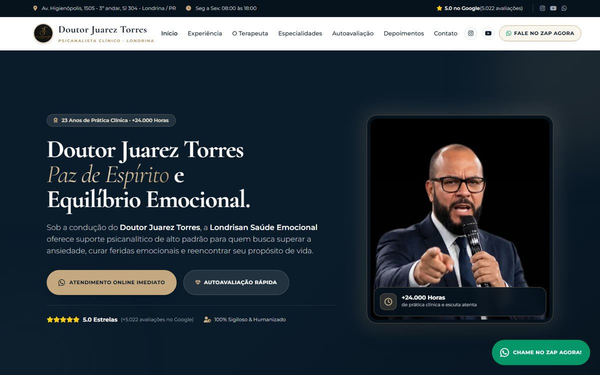 Site do Dr. Juarez Torres, versão desktop