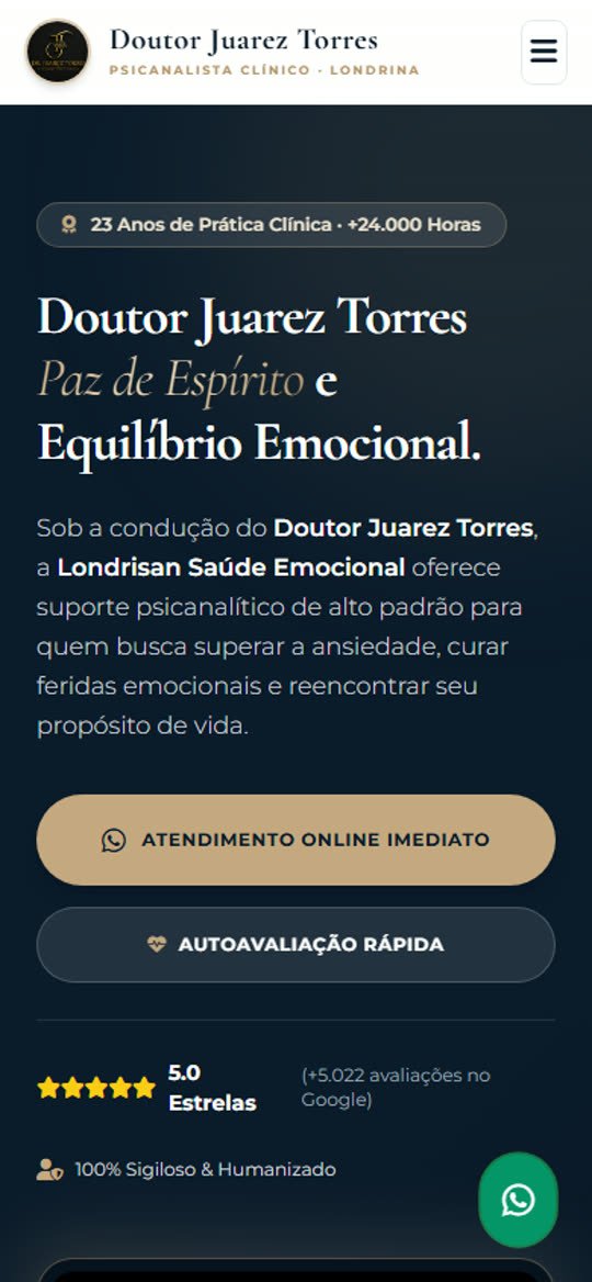 Site do Dr. Juarez Torres, versão celular